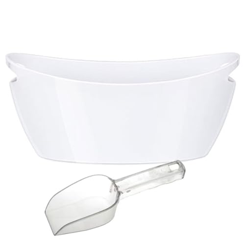 WANGJIANPENGPL Cubitera con Pala, Cubiteras para Hielo Grande, Cubo Cerveza, Enfriador de Botellas de Vino de 6L para Bares Fiestas Barbacoas Picnics y Camping(White)
