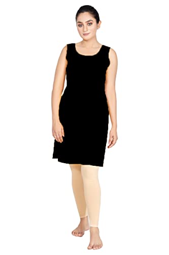 Image of Women's Cotton Long Camisole for Kurti /Suit Slip /Long Inner /Samij for Women Sameej /Knee Length Inner Wear /Sameez /Kurti Slip /Round Neck /Invisible