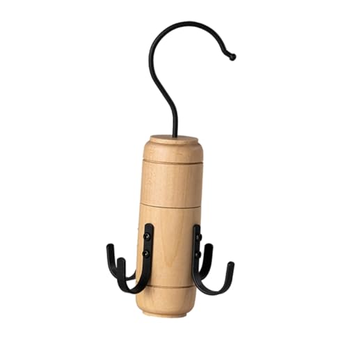 TOBBOMEY Organizador de Cinturones Giratorio de Madera Maciza Gancho para Bufandas Corbatas y Bolsos Soporte Colgante para Armario Multifuncional