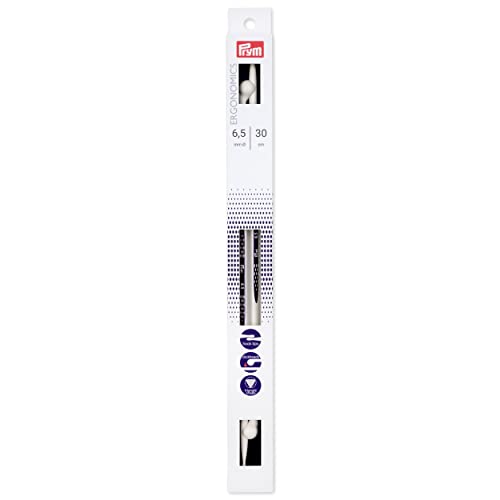Aiguilles à tricoter 6.5mm Prym Ergonomic de 30cm de long coloris blanc