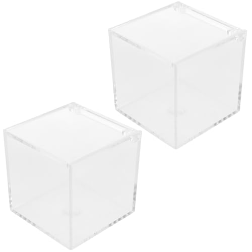 GOOHOCHY 2 Cajas Expositora Acrílica Transparente para Figuras y Coleccionables Caja de Almacenamiento Tapa Abatible Tamaño 8 CM Vitrina para Modelos Estuche Protector Antipolvo