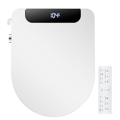 IYTATA Electric Bidet Toilet Seat, Warm Water with Air Dryer, Heated Seat and Slow Close Lid, Front and Rear Wash, LED Nightlight, Wireless Remote, Black, Round, 102D