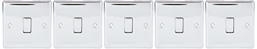 Paquete de 5 interruptores BG-Nexus-Metal 10A de luz individual, acabado cromado pulido