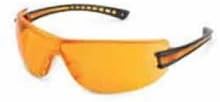 GWS19GB77 Safety Glasses, Luminary, Wraparound Orange Anti-Scratch Lens, Black Temple, Lightweight