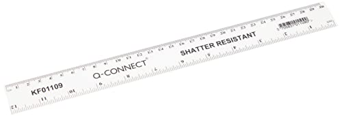 Q-Connect Ruler Shatterproof 300mm White (Inches on one Side and cm/mm on The Other)