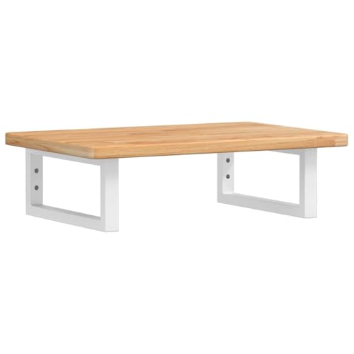 Tapa para lavabo de madera maciza de roble de 60x40 cm con soporte blanco 2