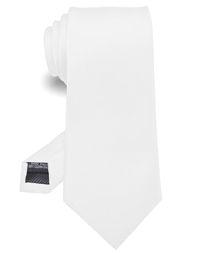RBOCOTT Silk White Tie Business Wedding Formal Necktie for Men (64)