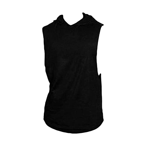 Maiyifu-GJ Men Slim Fit Hooded Tank Top Gym Sleeveless Workout Hoodie Sweatshirts Bodybuilding Fitness Muscle Hoodies Vests (Black,XX-Large)