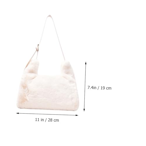 Adjustable Plush Crossbody Bag for Women Stylish White Furry Shoulder Purse Casual Soft Messenger Bag with Comfortable Strap Girlfriend Mom2
