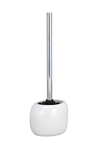 WENKO 19498100 WC Brush Set Pebble Stone White, Plastic Polyresin, 12.2 x 37 x 10.7 cm, White