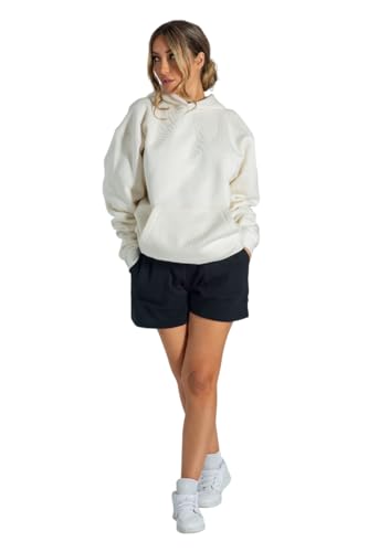 Ladies Oversized Hoodie Hoodies for Women UK Pullover Long Sleeve Sweatshirt Autumn Winter Sweat Top with Pockets XS Cream