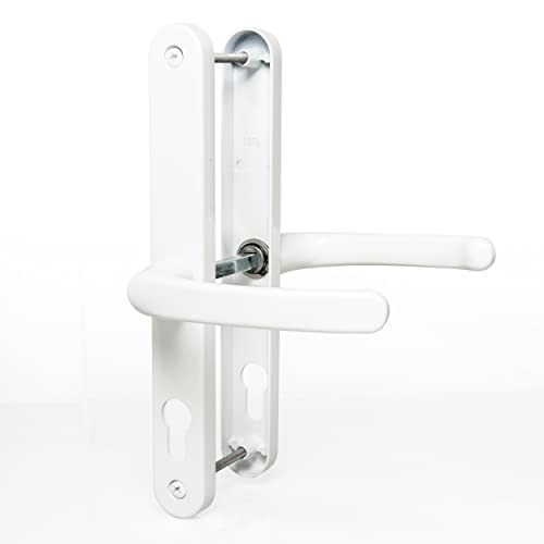UPVC Door Handles to Suit Fullex Locks - White - Lever/Lever - 68mm PZ (Centres) - 215mm Screw to Screw - Backplate 245mm X 34mm - UPVC Door Handle - White Replacement PVC Door Handle
