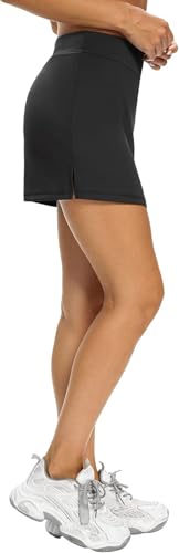 Image of Jawdrobe Women's Women's & Girls High Rise Flared Skorts Stretchy Opaque Skater Skirts with Shorts