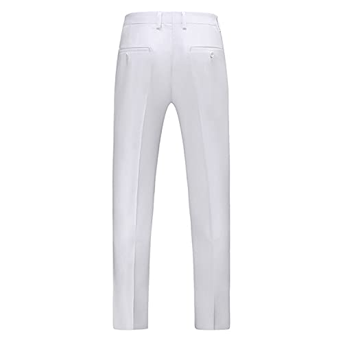 Costume 2 pièces Coupe Slim pour Hommes Robe Blazer à Un Bouton Coupe Classique Ensemble de Pantalons de Veste Formelle de Mariage de Grande Taille (Blanche,XXL) - Image 6