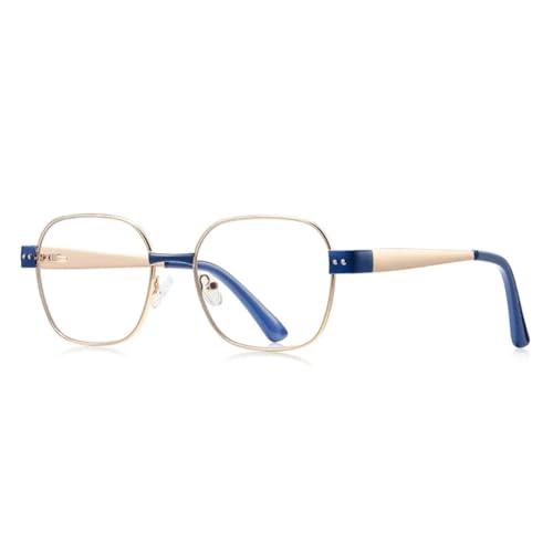 Monture de lunettes carrée en métal avec protection UV400 et charnières à ressort