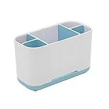 💦RENDIMIENTO EXTRAÍBLE: el soporte del cepillo de dientes tiene una partición incorporada para un fácil desmontaje e instalación. La parte inferior está equipada con un desagüe, lo que hace que el soporte del cepillo de dientes del baño sea fácil de drenar y mantener seco.