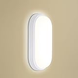 LED Deckenleuchte Oval 12W, IP54 Wasserfest LED-Außenleuchte, Ovalleuchte Deckenlampe 960LM, LED Feuchtraumleuchte, Wandleuchte für Badezimmer Schlafzimmer Treppe Terrasse Flur Keller Garten, 4000K