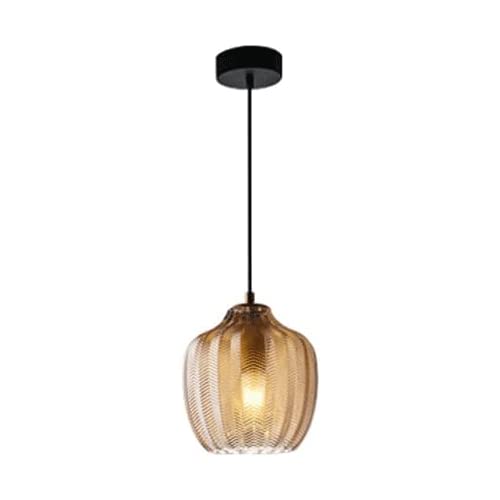 Luminaire de suspension de plafond en métal et verre ambré haut de gamme