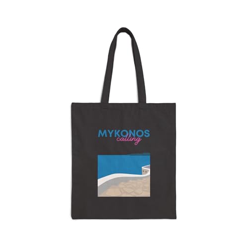 Mykonos Calling Greek Summer Tote Cotton Canvas Beach Swimming Vacation Bag