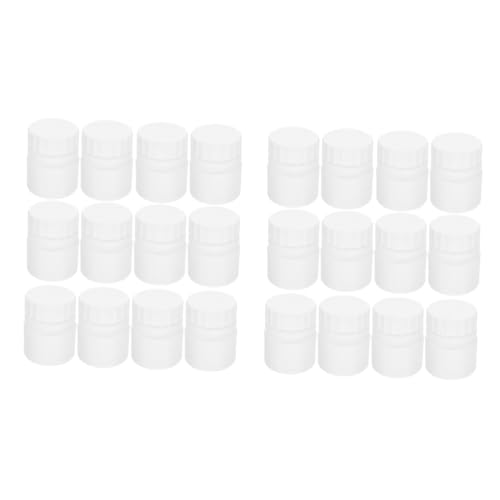 VILLFUL 24pcs Hdpe Refillable Medicine Bottles Screw Caps Portable Sample Containers for Pills Powders and Liquids for Travel and Home Use