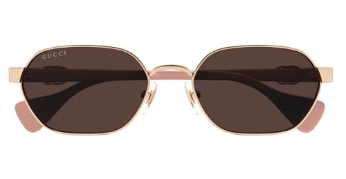 Gucci GG1593S 003 Gold-Pink/Violet Hexagonal Woman's Sunglasses, 56/18/1402