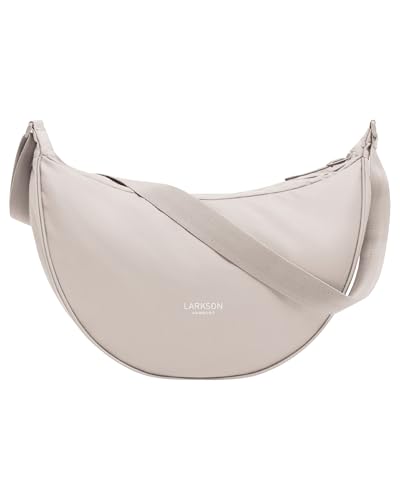 LARKSON Crossbody Bag Damen & Herren Beige - Solveig Large - Große Umhängetasche im Halbmond Style - Halbrunde Schultertasche - Moon Bag Design - Wasserabweisend
