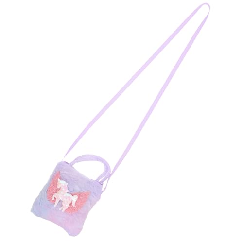 DEARMAMY Bolso Bandolera De Unicornio para Niñas Pequeñas, Bolso Cruzado De Peluche Suave, Bolsa Pequeña De Mano Teñido Anudado Morado, Adecuado para Fiestas y Uso Diario