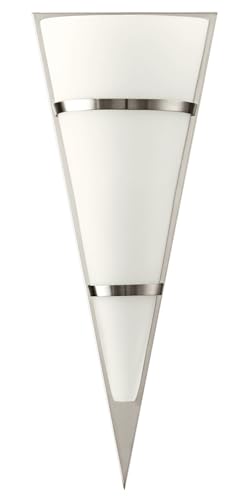 EGLO Wandlampe Pascal 1, Wandleuchte innen, Stahl in nickel-matt, Glas satiniert in weiss E14 Fassung