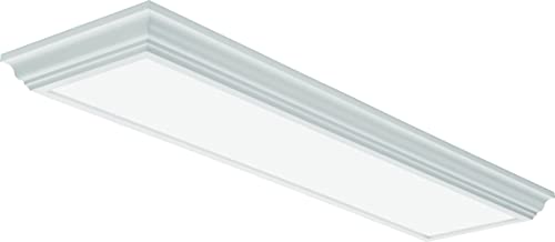 Image of Lithonia Lighting Cambridge 4 Foot LED Kitchen Light Fixture, Linear Flush Mount Ceiling Light Fixture, 4000K Cool White, 3300 Lumens, 120 Volts, 39 Watts, Damp Listed, White (FMFL 30840 CAML WH)