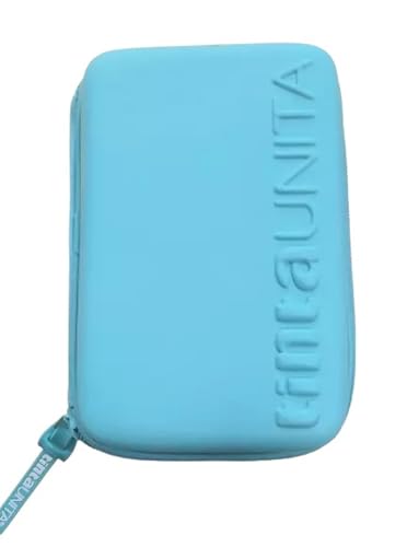 PRESTIGE & DELUXE Trousse scolaire couleur unie Pool Over One Time zip complet bleu ciel + porte-clés à paillettes, multicolore, trousse