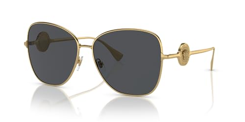 Versace Woman Sunglasses Gold Frame, Dark Grey Lenses, 60MM