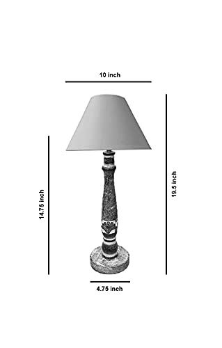 Image of LOGRO Pack of 2piece Antique Wood Fancy Night lamp Table Lamps for Bedroom with Khadi Shade | Vintage Night Lamp | Home Decor Items - Bulb Not Include