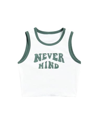Image of SHENHE Girl's Letter Print Cropped Tank Top Sleeveless Contrast Binding Crop Tops