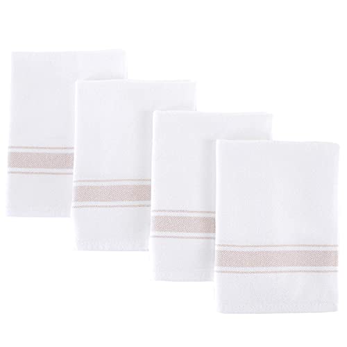 Barooga Turkish Hand Towel Set (Pack Of 4) Face Towel, Peshtemal Fringe Hand Towel Set - Kitchen Tea Dish Cloth Set, Super Soft, Quick Dry And Highly Absorbent (19 X 27 Inches) (Beige) #TOP6