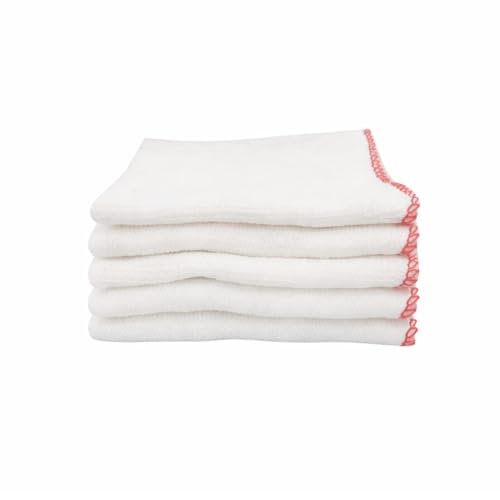 Homeshopa Large Dish Cleaning Cloth, Cotton Super Absorbent White Kitchen Washing Up Dishcloth, Extra Soft & Thick Reusable Tea Towels Washcloths, 35 X 35cm, Pack of 5