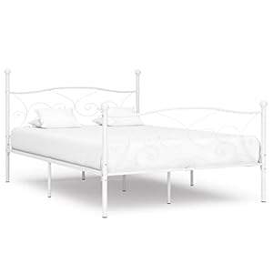 vidaXL Bedframe met Lattenbodem Bed Frame Ledikant Bedden Slaapmeubel Slaapkamermeubelen Bedomranding Slaapbed Metaal Wit 140×200 cm