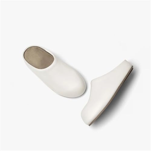 Women's Sheepskin Leather Slippers - Round Toe Solid Color Outdoor Summer Flats4