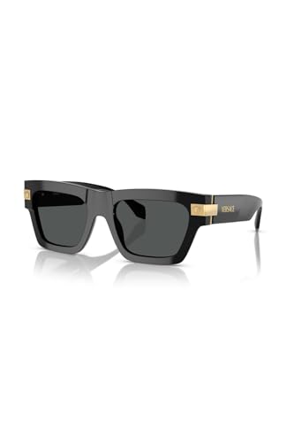 Versace Lunettes de soleil pour homme, monture noire, verres gris foncé, 55 mm, noir, 2XL