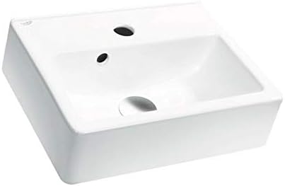 CeraStyle 001400-U-One Hole Mini Rectangle Ceramic Wall Mounted/Vessel Sink, White