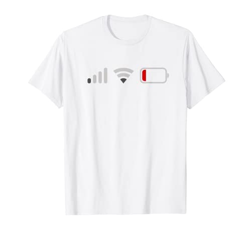 Wifi Smartphone Radio Wave Mauvaise batterie Batterie Batterie Indicateur Indicateur de niveau de batterie T-Shirt