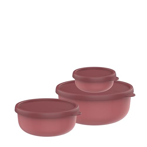 Mepal - Mikrowellengeschirr set 3-teilig Lumina - Frischhaltedosen mit Deckel für Kühlschrank Gefrierschrank Dampfgarer & Mikrowelle - Aufbewahrungsbox - 250 + 750 + 1500 ml - Vivid mauve