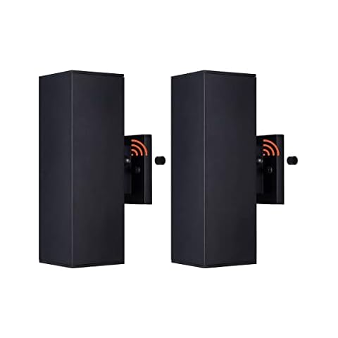 mirrea Modern Outdoor Porch Light Patio Light in 2 Lights Dusk to Dawn Photocell Sensor with Matte Black Aluminum Rectangular Tube and Tempered Glass Cover Waterproof Wall Sconce 2 Pack Cover