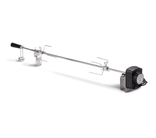 Grillfürst Universal Drehspieß - Grillspieß mit Motor für Gasgrill, Rotisserie Set aus Edelstahl inkl. 2 Fleischnadeln, Gesamtlänge: 95 cm