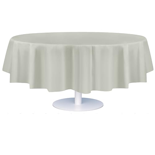Image of Grandipity Plastic Table Cloth Disposable 12 Pack 84 inch Round Light Grey