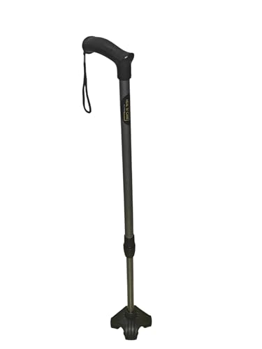 Image of Walking Stick with 4-Legs | Stick for Old People | Adjustable Height, Heavy Duty, Lightweight Walking Stick for Senior Citizens & Patients with Anti-Slip Base | Mild Steel (Silver).