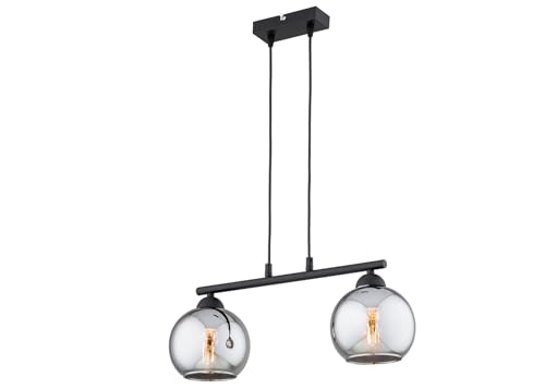 KAR LIGHTING Balken Pendelleuchte 2-flammig aus Metall und Glas in Schwarz, höhenverstellbar | E27 Fassung | LED geeignet | Hängelampe für Wohnzimmer, Flur, Schlafzimmer, Küche oder Büro KAR LIGHTING Balken Pendelleuchte 2-flammig aus Metall und Glas in Schwarz, höhenverstellbar | E27 Fassung | LED geeignet | Hängelampe für Wohnzimmer, Flur, Schlafzimmer, Küche oder Büro