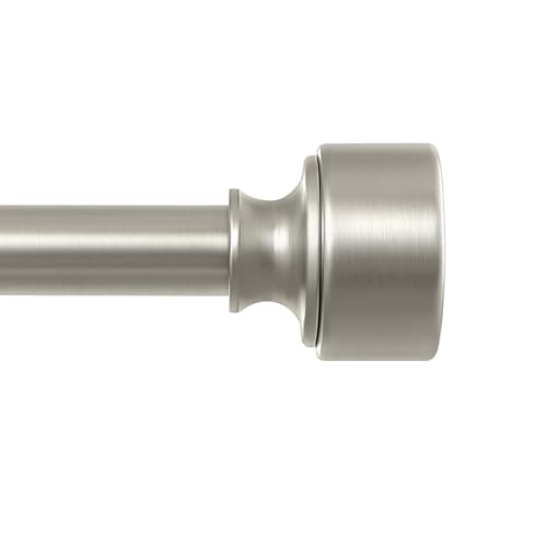 HEI! DEAR Brushed Nickel Curtain Rods for Windows 48 to 84 Inch 1 Diameter Heavy Duty Adjustable Curtain Rod Decorative Telescopic Window Treatment Rods for Bedroom Living Room Kitchen