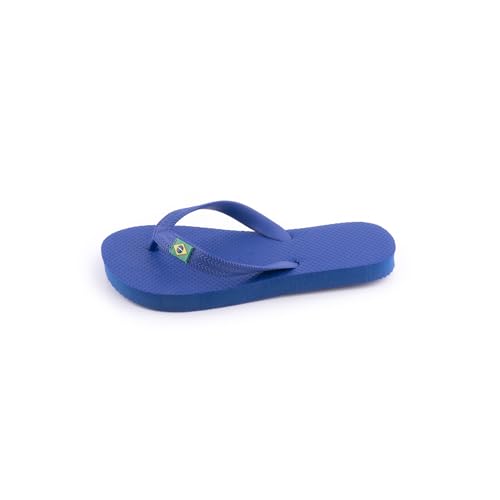 R-ISLAND Unisex Kinder-Sandalen mit brasilianischem Logo, Größe 30-35, wasserdicht, PE-Sohle, ideal für den Innen- und Außenbereich, Strand, Schwimmbad., königsblau, 32 EU
