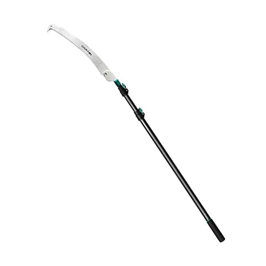 GARTOL Telescopic Pole Saw - 3.7-8.8 ft Extension Pole Tree Pruner Pruning Saw with 1.59 ft 3-Sides Razor-Toothed Blade, Comfortable Foam Grip and Lightweight Durable Aluminum Alloy Extendable Pole
