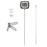 Digitales Temperaturmessgerät Für Das Kochen - Lange Sonde Küchenmessgerät mit Topfclip - Frittieröl Temperaturmesser mit drehbarem Display,für Restaurant Outdoor Frittieren Kochen Grillen Barbecue Ke